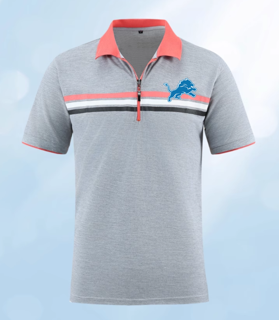 Detroit Lions grey Men 2025 NFL polo T shirt